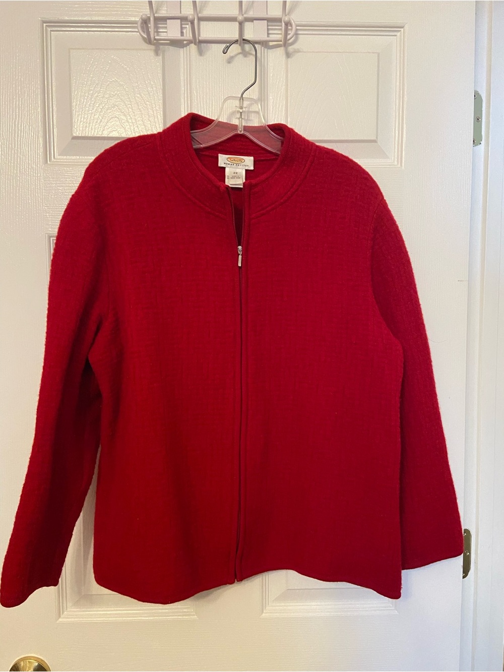 Talbots Bright Red Zip-Up Knit Jacket